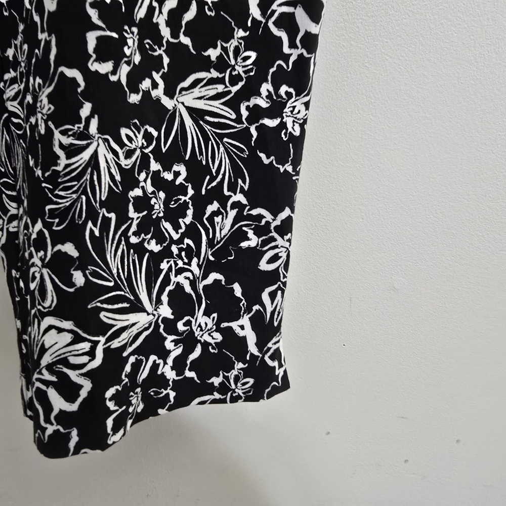 ZAC AND RACHEL size‎ 12 Floral Pull On Stretchy Cropped Casual Pants Black White - Picture 6 of 11